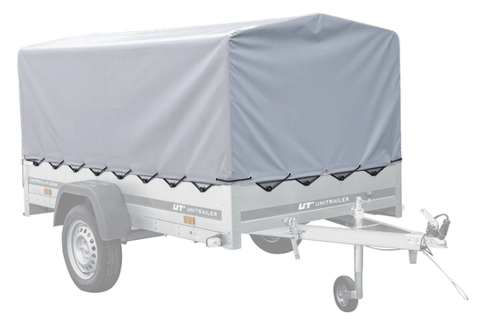 Einachsanhänger 230x125 UNITRAILER GARDEN 230 FD mit H-800-Rahmen und grauer Plane