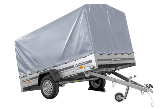 Einachsanhänger 264x150 UNITRAILER GARDEN 265 KIPP mit Rahmen H-1100 und grauer Plane