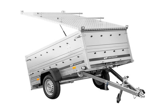 Einachsiger Anhänger 230x125 UNITRAILER GARDEN 230 KIPP mit Bordwandaufsatz und Aludeckel