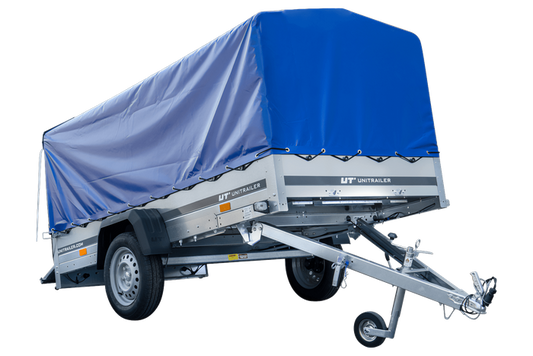 Langer PKW-Anhänger GARDEN TRAILER 264 KIPP mit Hochplane, Spriegel und Stützrad