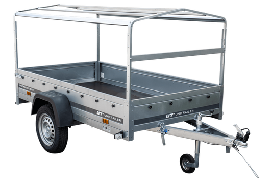 Anhänger Pkw 230x125 Garden Trailer 230 KIPP Unitrailer 750 kg mit Stützrad, Hochplane und Hochspriegel