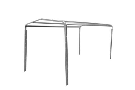 Anhänger 150 KIPP 150x106 cm [mit blauer Hochplane, Hochspriegel und Stützrad]