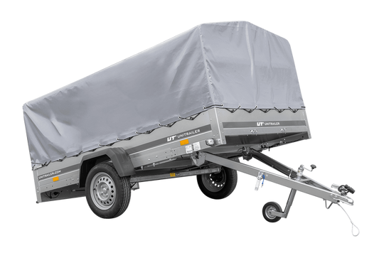 Einachsanhänger 264x150 UNITRAILER GARDEN 265 KIPP mit H-800 Rahmen und grauer Plane
