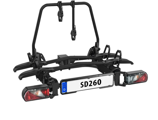 Fahrradträger SD260 black, Ausziehbar, 2 Räder für Wohnmobile, Kastenfahrzeuge mit Flügeltüren