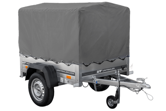 Kipper Anhänger 750 kg Garden Trailer 150 KIPP 150x106 cm [mit Hochplane, Hochspriegel und Stützrad]