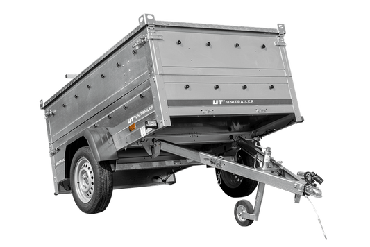 Leichter Anhänger 200x125 UNITRAILER GARDEN 201 KIPP mit BIS-Seitenwänden und Aluminiumabdeckung