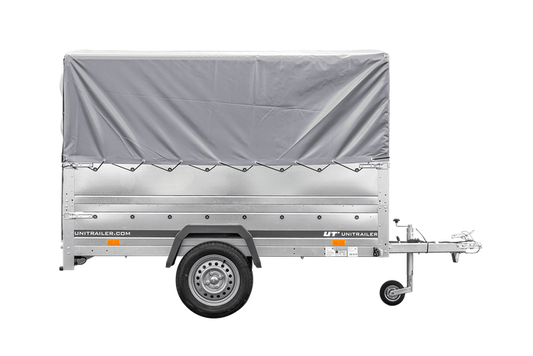 PKW-Anhänger 230x125 UNITRAILER GARDEN 230 FD mit BIS-Seiten, H-800-Gestell und grauer Plane